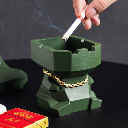 Hippo Ashtray with Lid - Stylish Geometric Decor for Home and Office(Green).