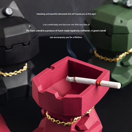 Hippo Ashtray with Lid - Stylish Geometric Decor for Home and Office(Green).