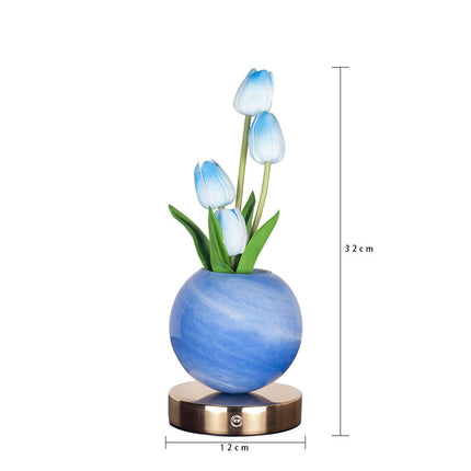 Pink Tulip Night Light - Floral Table Lamp for Bedroom Ambiance.