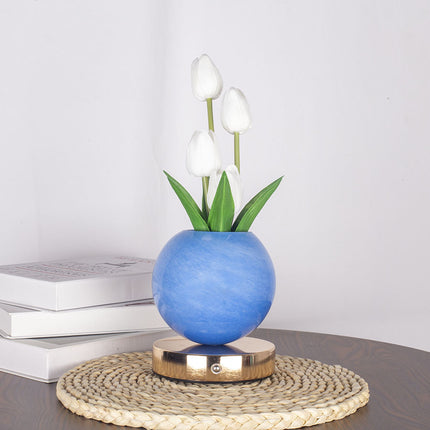 White Tulip Night Light - Floral Table Lamp for Bedroom Ambiance.