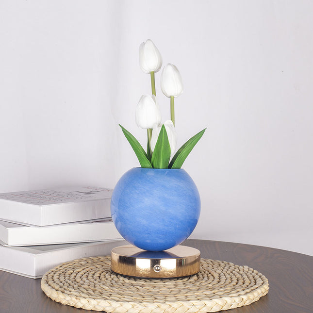 White Tulip Night Light - Floral Table Lamp for Bedroom Ambiance.