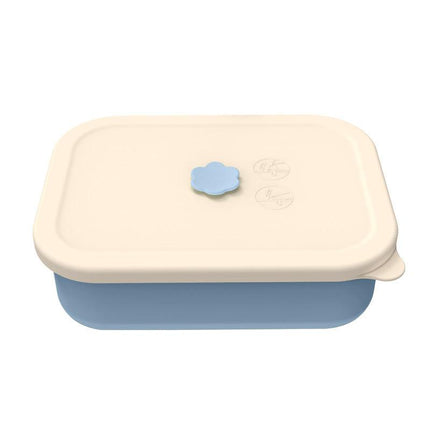 Light blue Microwave-Safe Silicone Lunch Box with 4 Compartments - Airtight Bento Box for Work and Travel.