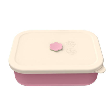 Pink Microwave-Safe Silicone Lunch Box with 4 Compartments - Airtight Bento Box for Work and Travel.