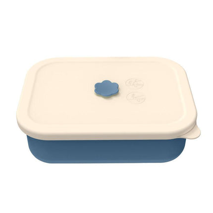 Dark blue Microwave-Safe Silicone Lunch Box with 4 Compartments - Airtight Bento Box for Work and Travel.