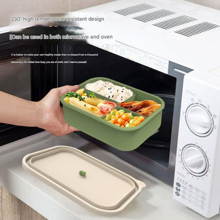 Dark blue Microwave-Safe Silicone Lunch Box with 4 Compartments - Airtight Bento Box for Work and Travel.