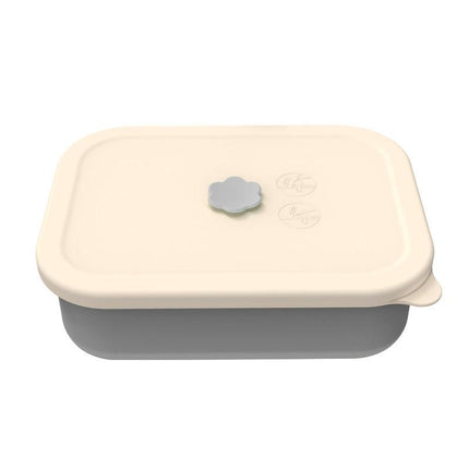 Gray Microwave-Safe Silicone Lunch Box with 4 Compartments - Airtight Bento Box for Work and Travel.