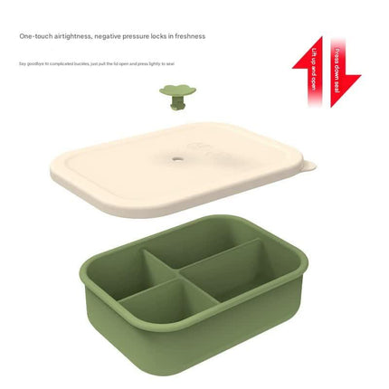 Gray Microwave-Safe Silicone Lunch Box with 4 Compartments - Airtight Bento Box for Work and Travel.