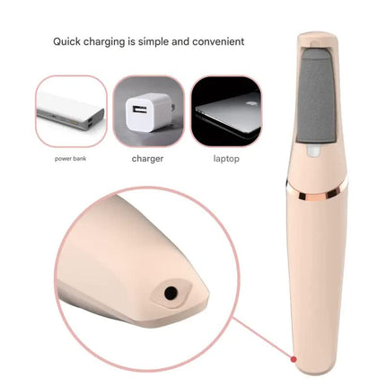 Rechargeable Electric Foot File - Waterproof Callus Remover with Interchangeable Heads(pink).