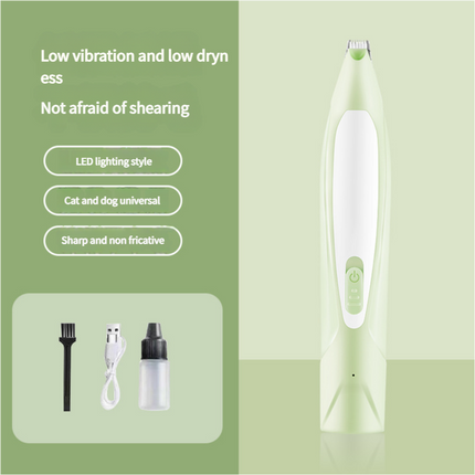 Electric Pet Hair Clipper with Type-C Charging, LED Light, and Grooming Accessories(green).