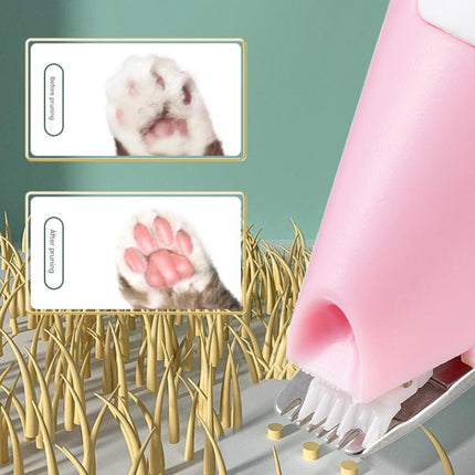 Electric Pet Hair Clipper with Type-C Charging, LED Light, and Grooming Accessories(pink).