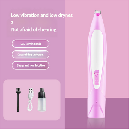 Electric Pet Hair Clipper with Type-C Charging, LED Light, and Grooming Accessories(Purple).