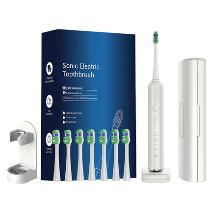Advanced Electric Toothbrush with 5 Modes and 8 Brush Heads(White).