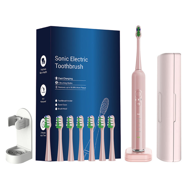 Advanced Electric Toothbrush with 5 Modes and 8 Brush Heads(Pink).