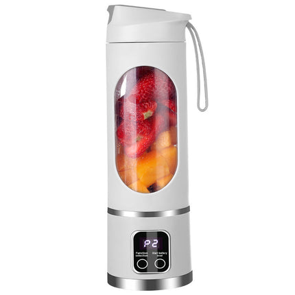 Portable Electric Juicer Blender - 450ml USB Rechargeable Smoothie Maker with 12 Blades(white).