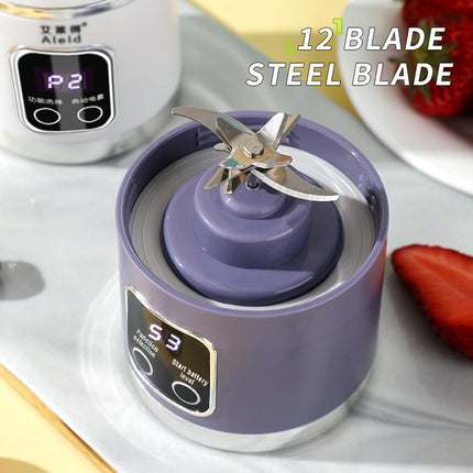 Portable Electric Juicer Blender - 450ml USB Rechargeable Smoothie Maker with 12 Blades(white).