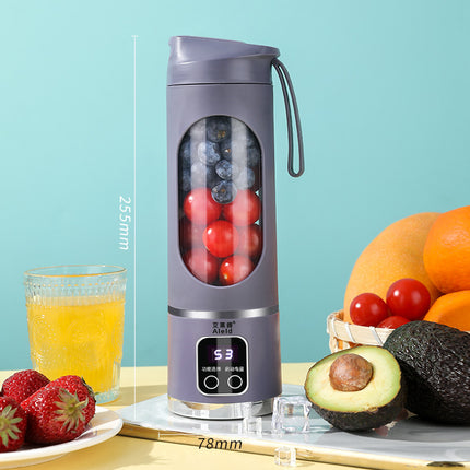 Portable Electric Juicer Blender - 450ml USB Rechargeable Smoothie Maker with 12 Blades(Purple).