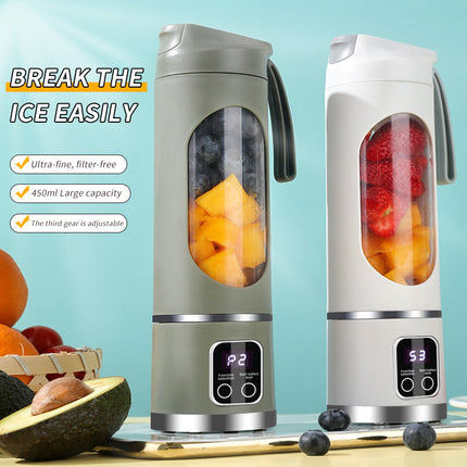 Portable Electric Juicer Blender - 450ml USB Rechargeable Smoothie Maker with 12 Blades(Purple).