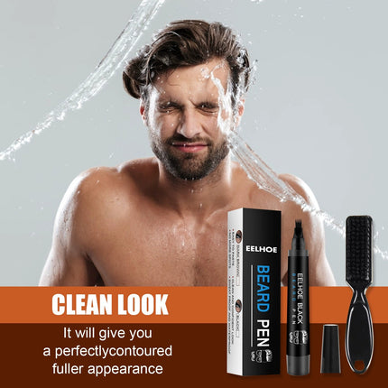 EELHOE Beard Pen Filler Kit - Waterproof & Sweatproof for a Natural Fuller Look.