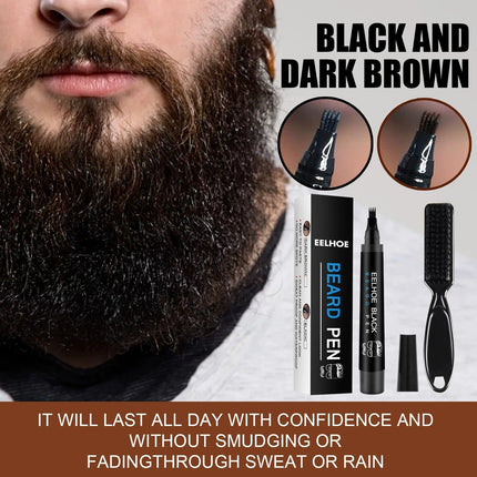 EELHOE Beard Pen Filler Kit - Waterproof & Sweatproof for a Natural Fuller Look.
