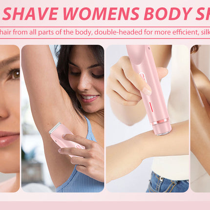 2-in-1 Ladies Electric Shaver & Trimmer - IPX7 Waterproof, USB-C Rechargeable, Dual Head Design(pink).