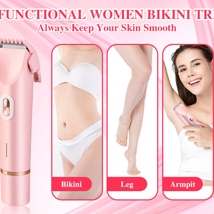 2-in-1 Ladies Electric Shaver & Trimmer - IPX7 Waterproof, USB-C Rechargeable, Dual Head Design(Blue).