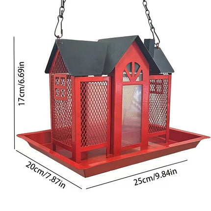 Charming House-Shaped Hanging Bird Feeder - Durable Metal Design for Wild Birds(black).