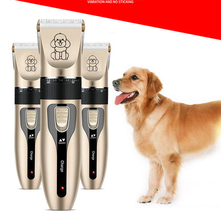 Professional Pet Grooming Hair Clipper Kit - Rechargeable, Low Noise, with Ceramic Blades & 5-Speed Adjustment(Platinum).