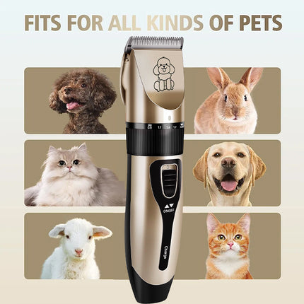 Professional Pet Grooming Hair Clipper Kit - Rechargeable, Low Noise, with Ceramic Blades & 5-Speed Adjustment(White).