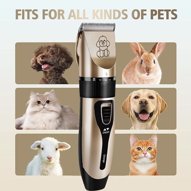 Professional Pet Grooming Hair Clipper Kit - Rechargeable, Low Noise, with Ceramic Blades & 5-Speed Adjustment(White).