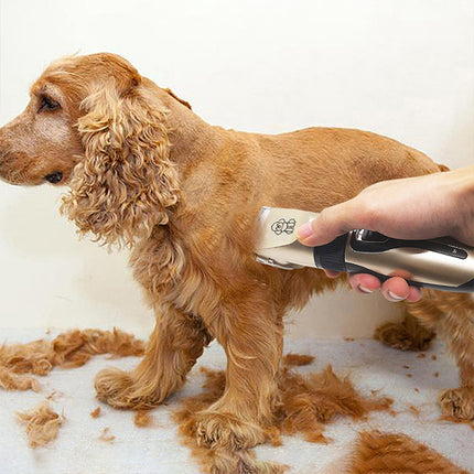 Professional Pet Grooming Hair Clipper Kit - Rechargeable, Low Noise, with Ceramic Blades & 5-Speed Adjustment(White).