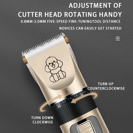 Professional Pet Grooming Hair Clipper Kit - Rechargeable, Low Noise, with Ceramic Blades & 5-Speed Adjustment(White).