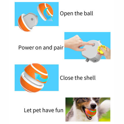 Interactive Auto Pet Toy Ball with Remote Control - USB Rechargeable, LED Lights, Sturdy & Waterproof(yellow).