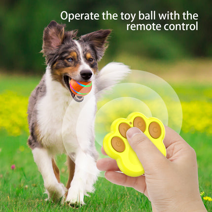 Interactive Auto Pet Toy Ball with Remote Control - USB Rechargeable, LED Lights, Sturdy & Waterproof(yellow).