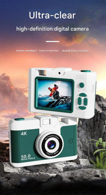 Compact 4K Digital Camera - 50MP, 16x Zoom, 2.4-inch IPS Screen, WiFi & Fill Light - Retro CCD Style(black).