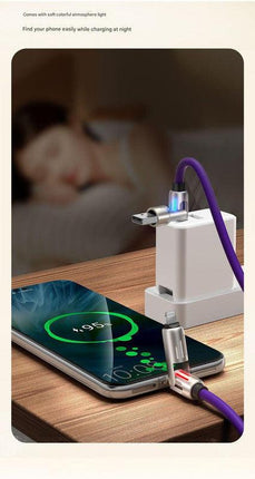 Universal PD Fast Charging Cable with LED Indicator - Zinc Alloy, Durable 1.5m Silicone Cord - Multiple Connector Options(purple).