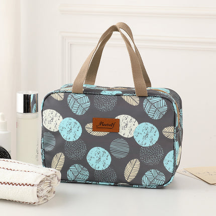Versatile Portable Handled Bag - Durable Waterproof Fabric, Ideal for Toiletries, Lunch & Travel(Leaves).