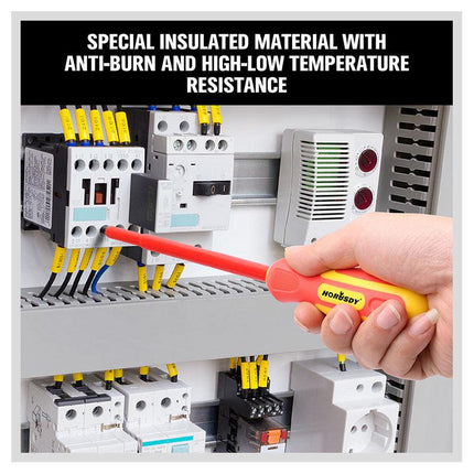 6-Piece Insulated Screwdriver Set - 1000V Rated, CR-V Steel with Magnetic Tips & Wall Rack.