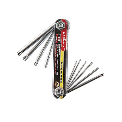 10-Piece Folding Torx Key Wrench Set - T6-T30 Star Keys, Portable Multi-Tool(silver).