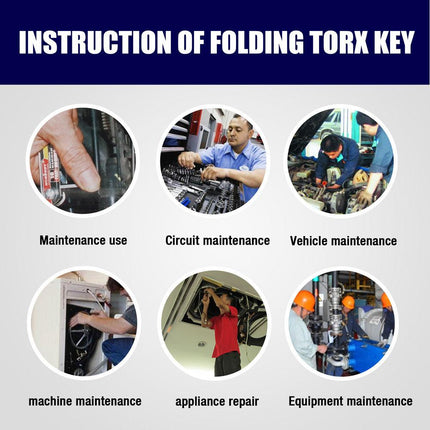 10-Piece Folding Torx Key Wrench Set - T6-T30 Star Keys, Portable Multi-Tool(silver).