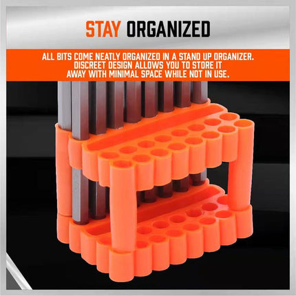 32-Piece Extra Long Screwdriver Bit Set - 150mm S2 Steel Bits with Organizer Stand.