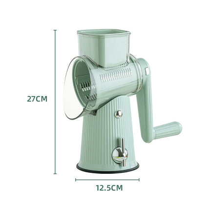 Multi-Function Rotary Vegetable Slicer & Grater - 5 Blade Types (10 Pcs Total) with Storage Box-white.