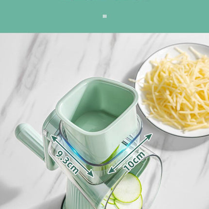 Multi-Function Rotary Vegetable Slicer & Grater - 5 Blade Types (10 Pcs Total) with Storage Box-white.