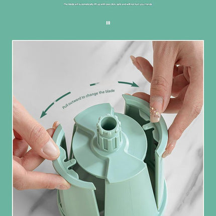 Multi-Function Rotary Vegetable Slicer & Grater - 5 Blade Types (10 Pcs Total) with Storage Box-white.