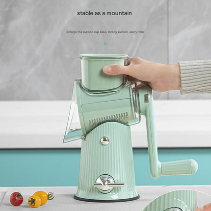 Multi-Function Rotary Vegetable Slicer & Grater - 5 Blade Types (10 Pcs Total) with Storage Box-white.