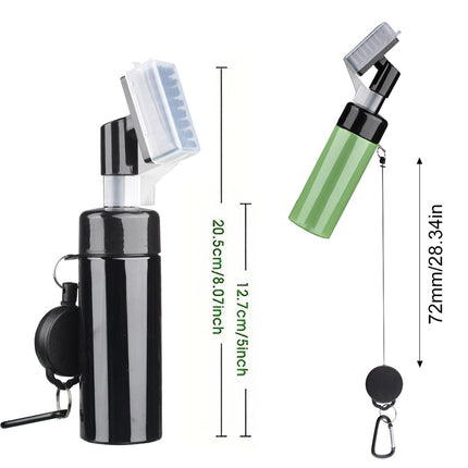 Portable Golf Club Groove Cleaner Brush with Water Spray Bottle & Retractable Keychain(white).