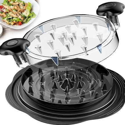 Upgraded Meat Shredder Tool - Rotating Chicken & Pork Puller with Anti-Slip Base & Ergonomic Grips(black).