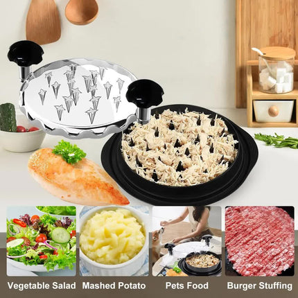 Upgraded Meat Shredder Tool - Rotating Chicken & Pork Puller with Anti-Slip Base & Ergonomic Grips(black).