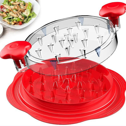 Upgraded Meat Shredder Tool - Rotating Chicken & Pork Puller with Anti-Slip Base & Ergonomic Grips(red).