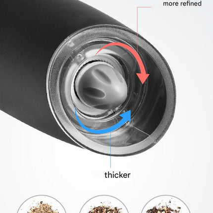 Gravity Electric Salt & Pepper Grinder Set - Adjustable Coarseness, LED Light, Battery Operated(silver).