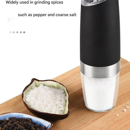 Gravity Electric Salt & Pepper Grinder Set - Adjustable Coarseness, LED Light, Battery Operated(silver).